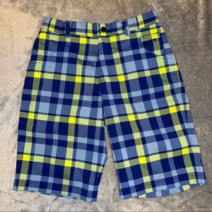 Nike Blue and Yellow Plaid Kids Shorts